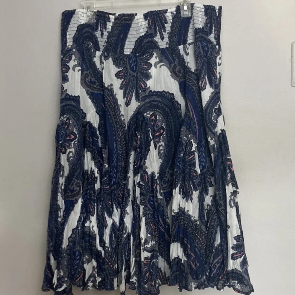 4-11 Philosophy Maxi Skirt 100% cotton Paisley Boho Tiered 1x full NWT